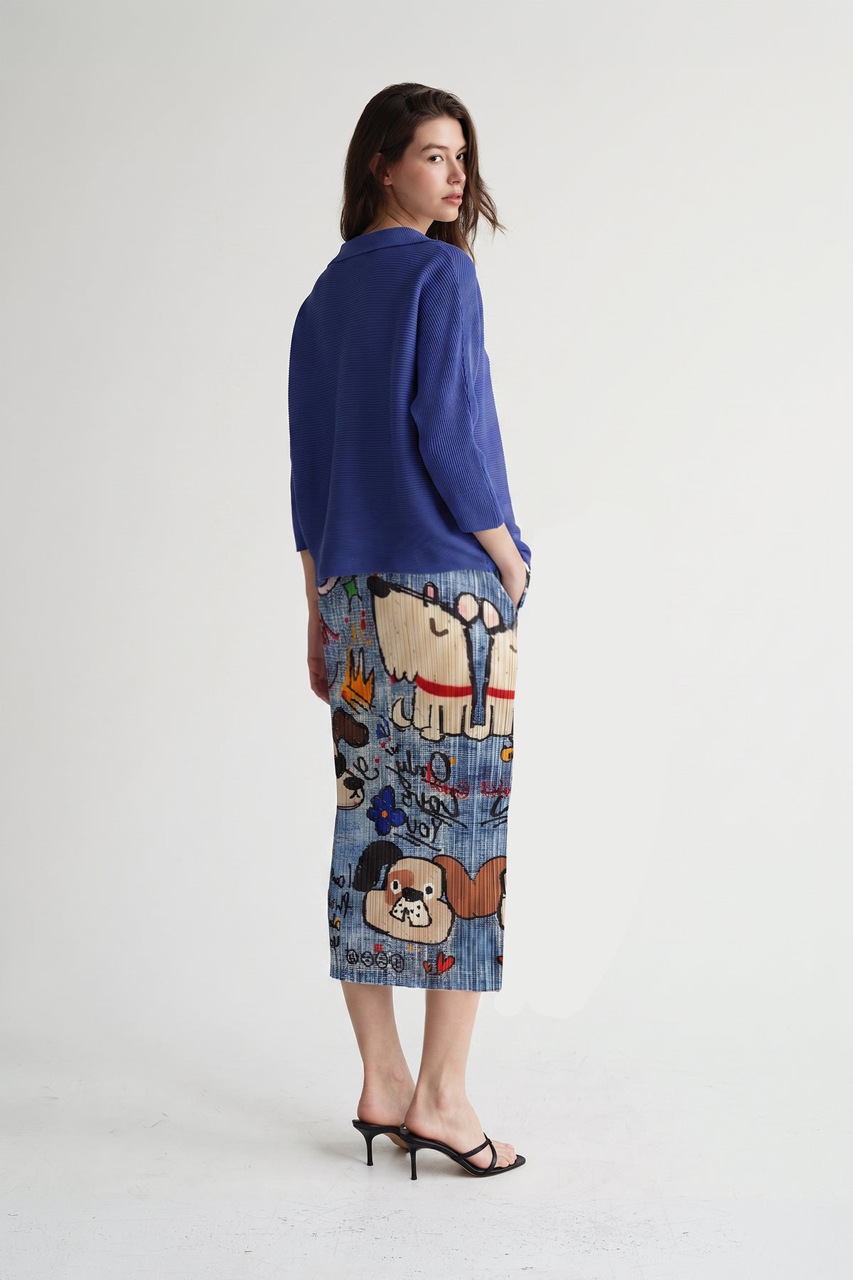 Kim Barkin Dog Plisse Satin Skirt
