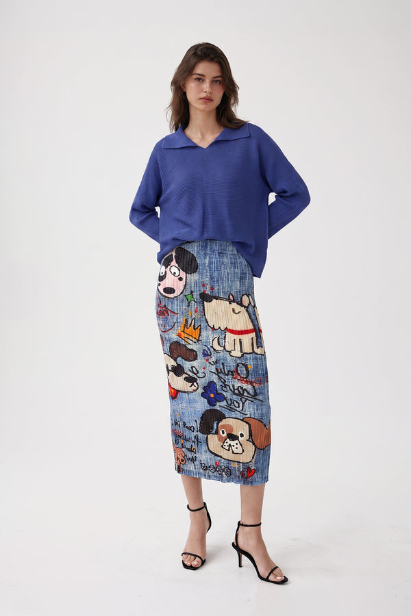 Kim Barkin Dog Plisse Satin Skirt