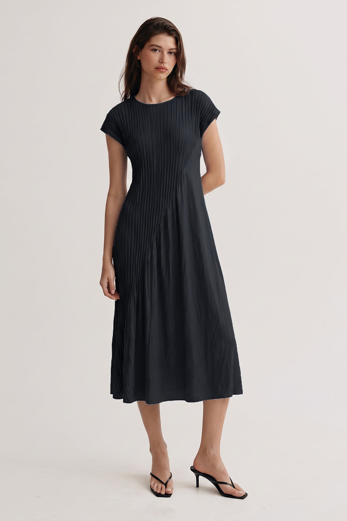 Camille Whispers Textured Dress - Black