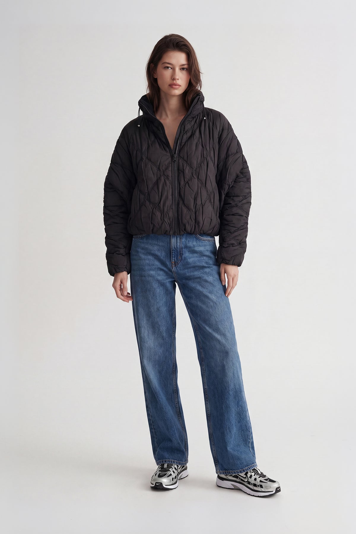 Cloudia Puff Zip Up Jacket - Black