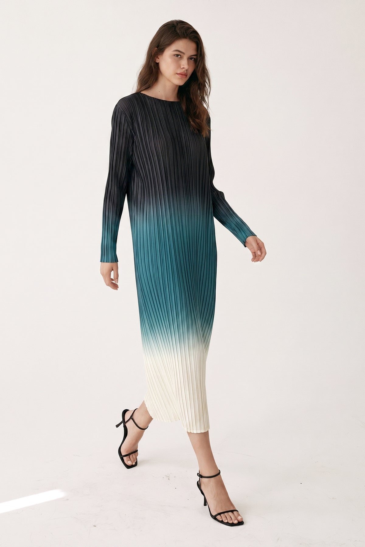 Krista Ombre Plissé Satin Dress