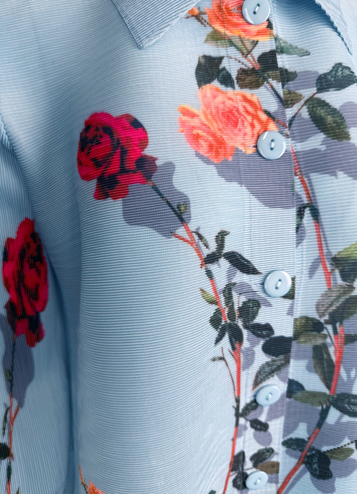 Elizabeth Rose Garden Crystal Pleats Shirt - French Blue