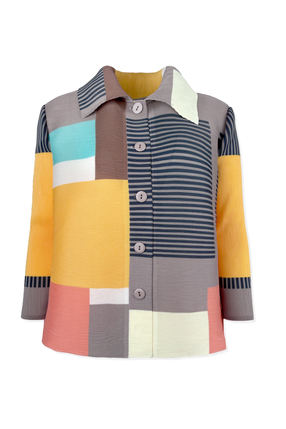 Freya Crystal Pleats Shirt - Latte Mix