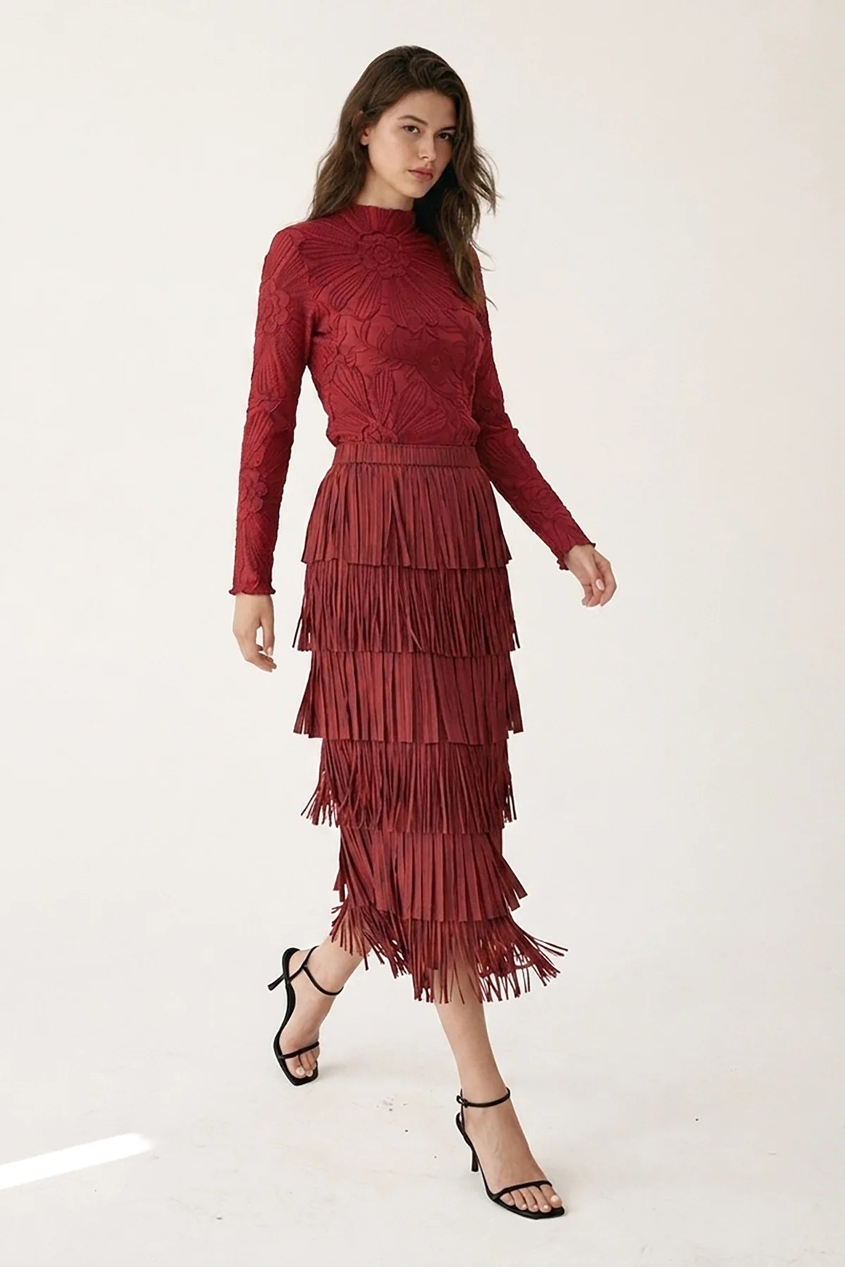 Kylie Lettuce Edge Floral Jacquard Top