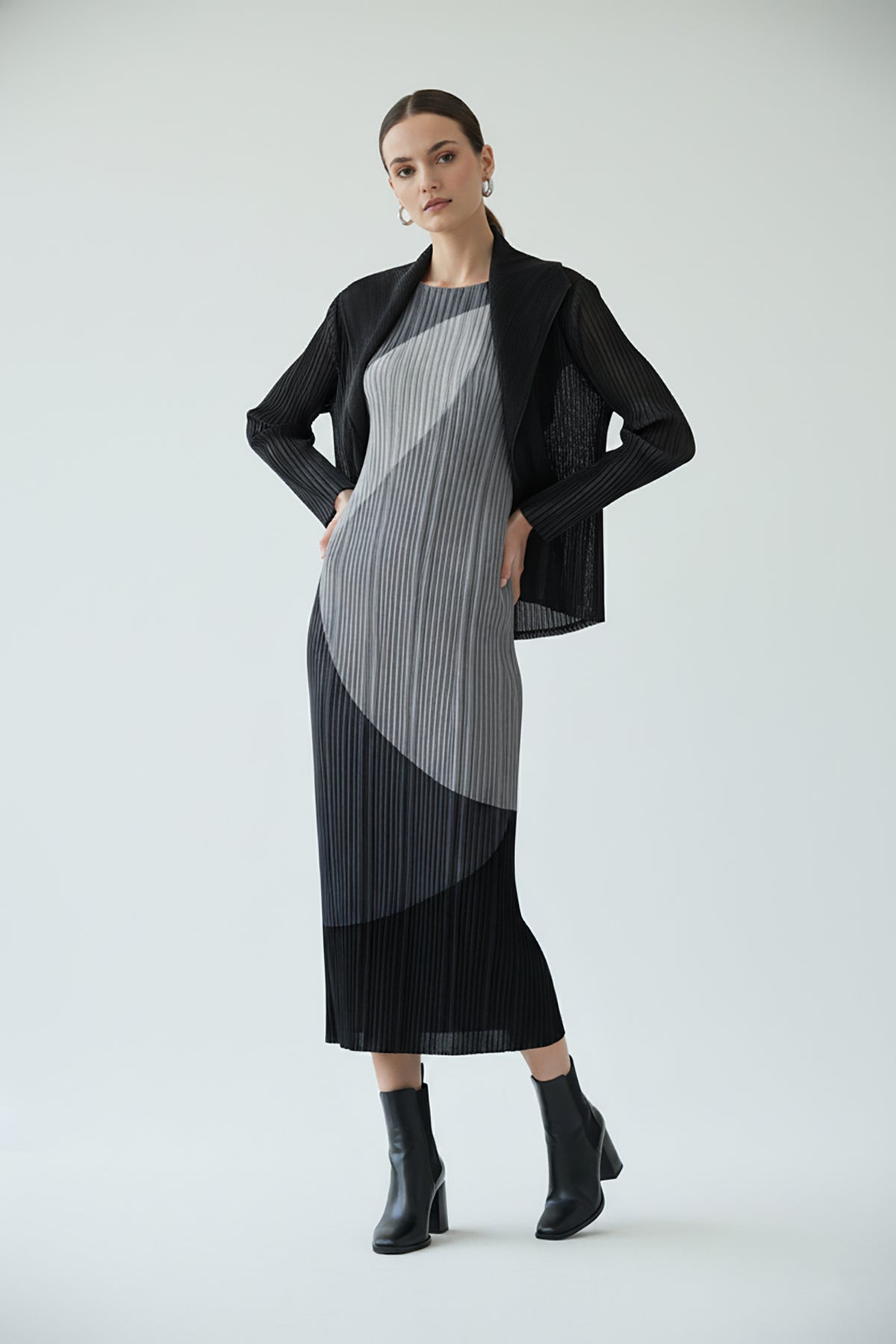 Gianna Printed Plissé Satin Dress