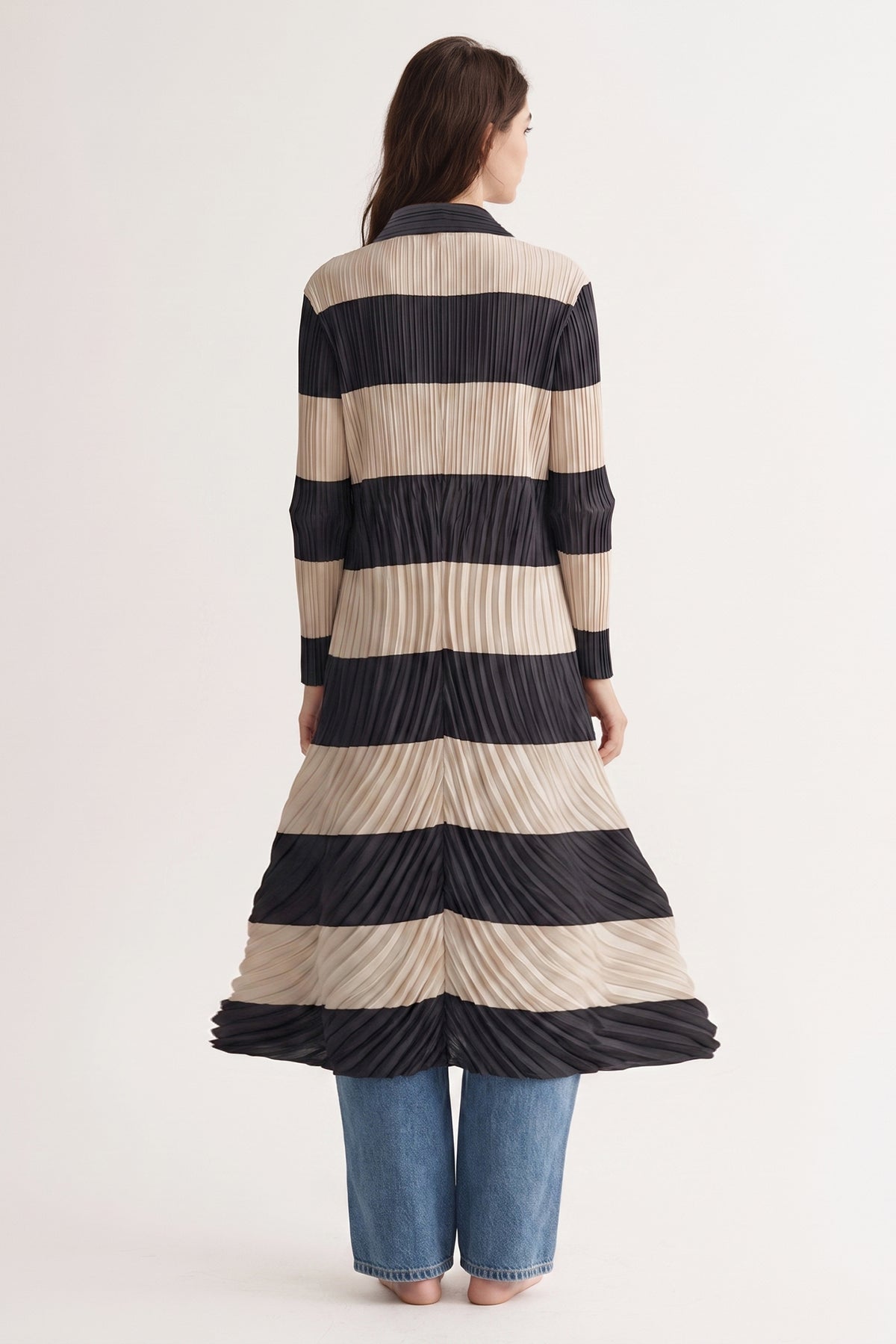 Betsy Stripe Pleated Coat