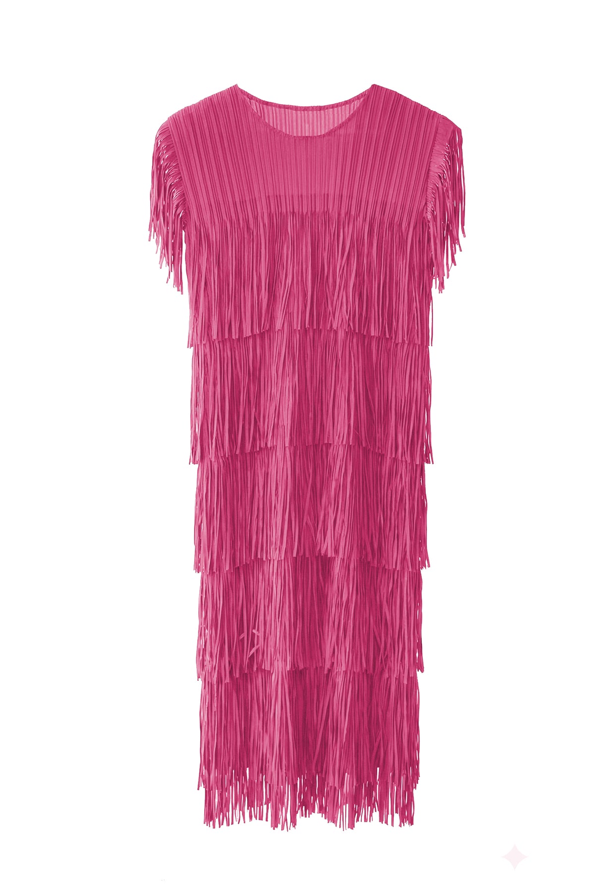 Kayla Plissé Satin Fringe Dress