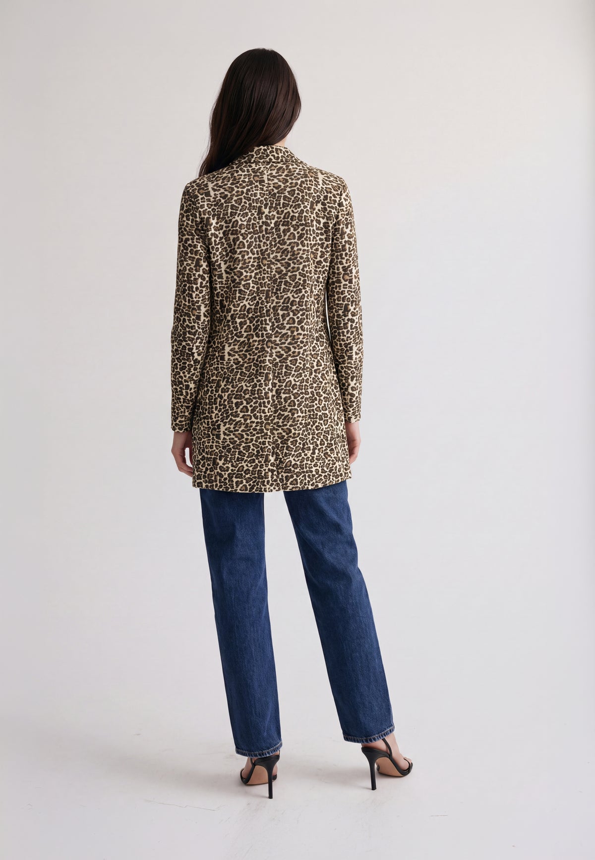 Ria Leopard Printed Plissé Satin Coat - Olive Mix