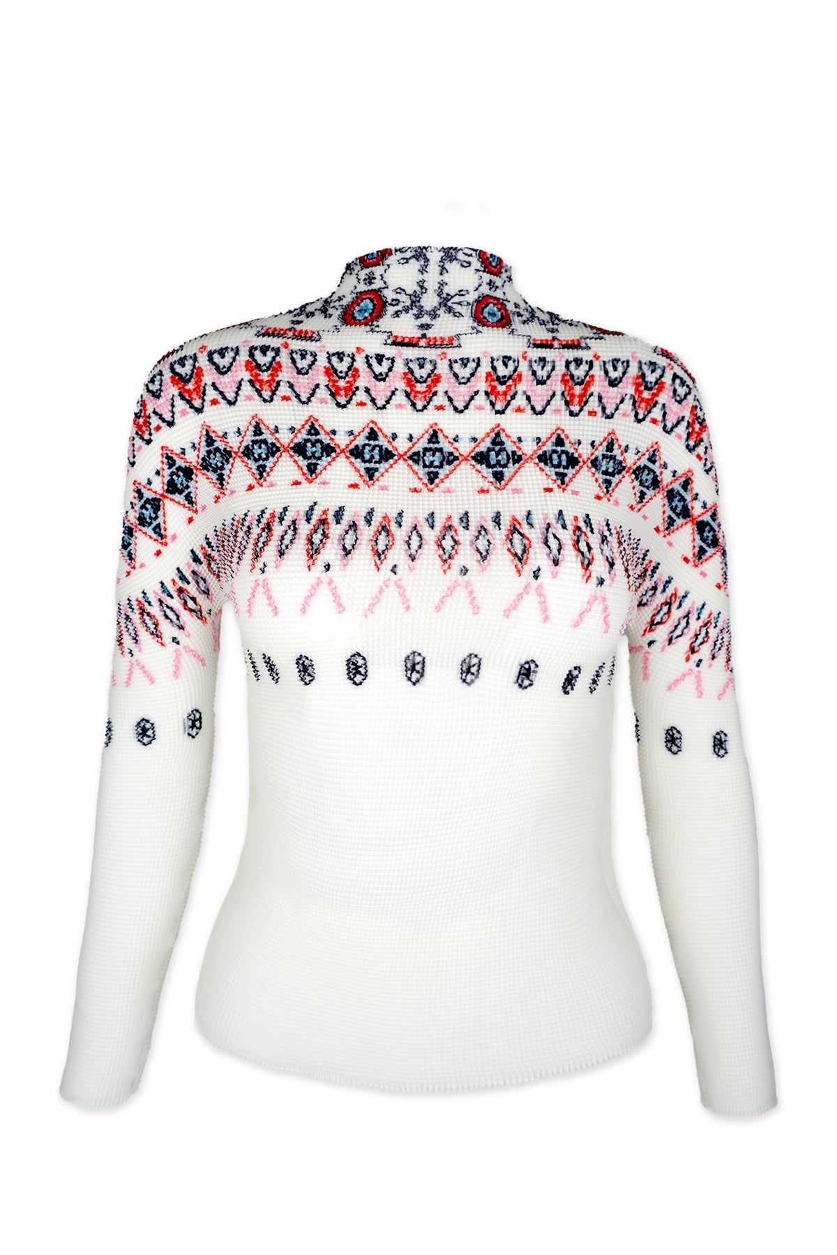 Noelle Fair-Isle Print 3D Honeycomb Texture Top