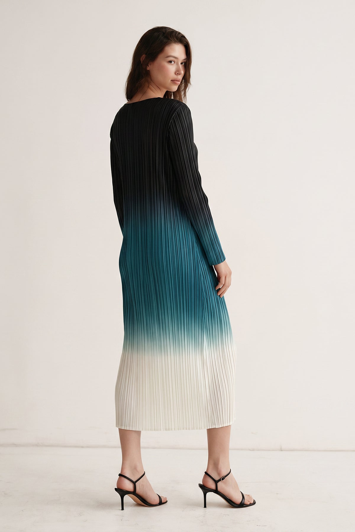 Krista Ombre Plissé Satin Dress