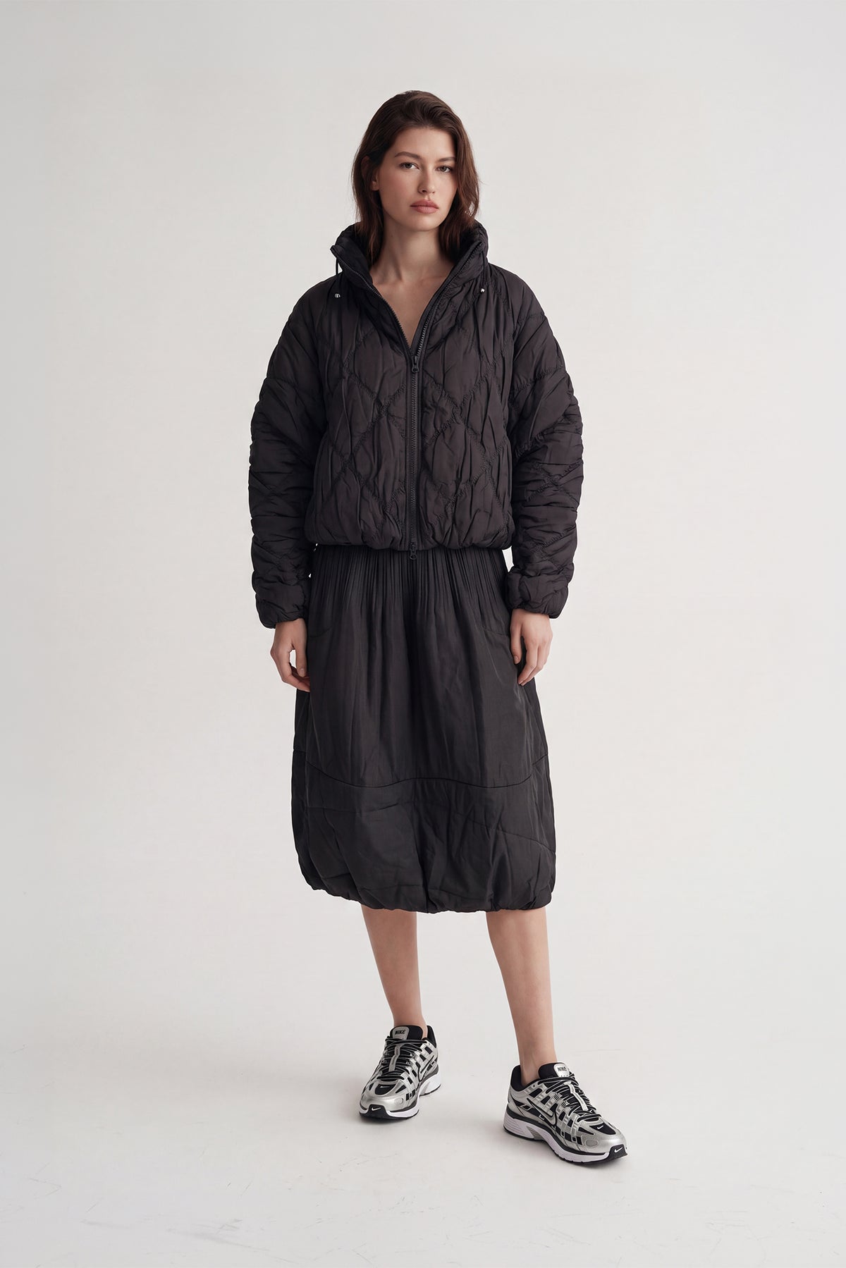 Cloudia Puff Quilted Skirt - Black