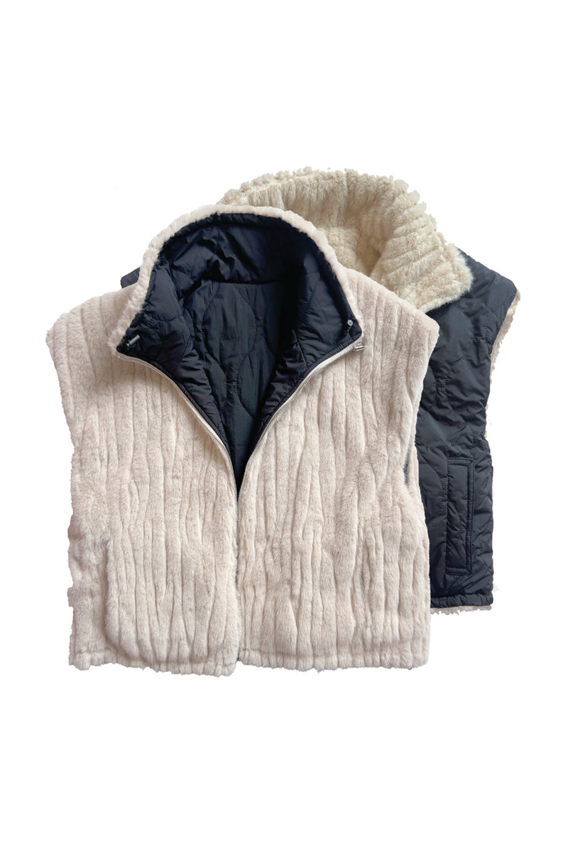 Celeste Soft Fur Quilted Reversible Vest