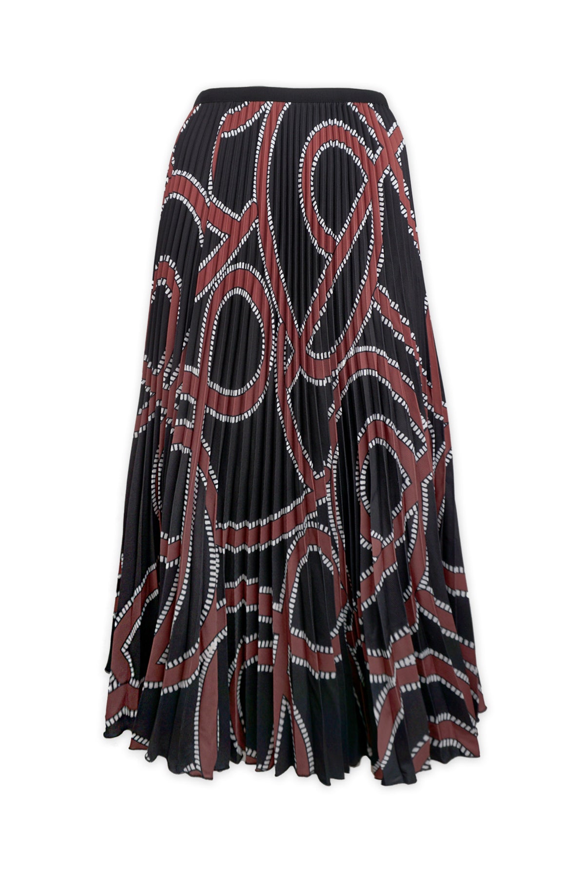 Inès Ribbon Print Pleated Skirt