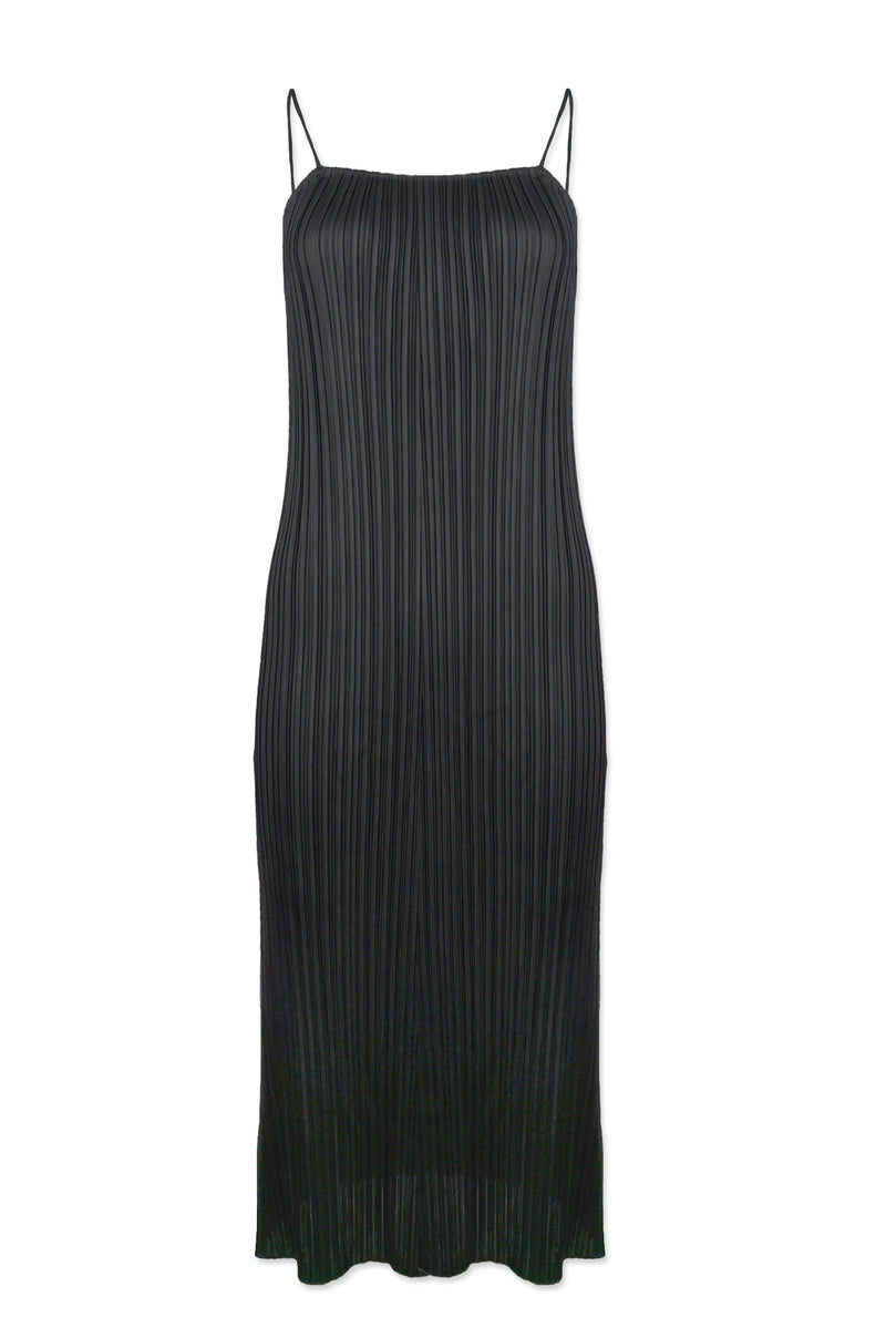 Christine Plissé Satin Slip Dress