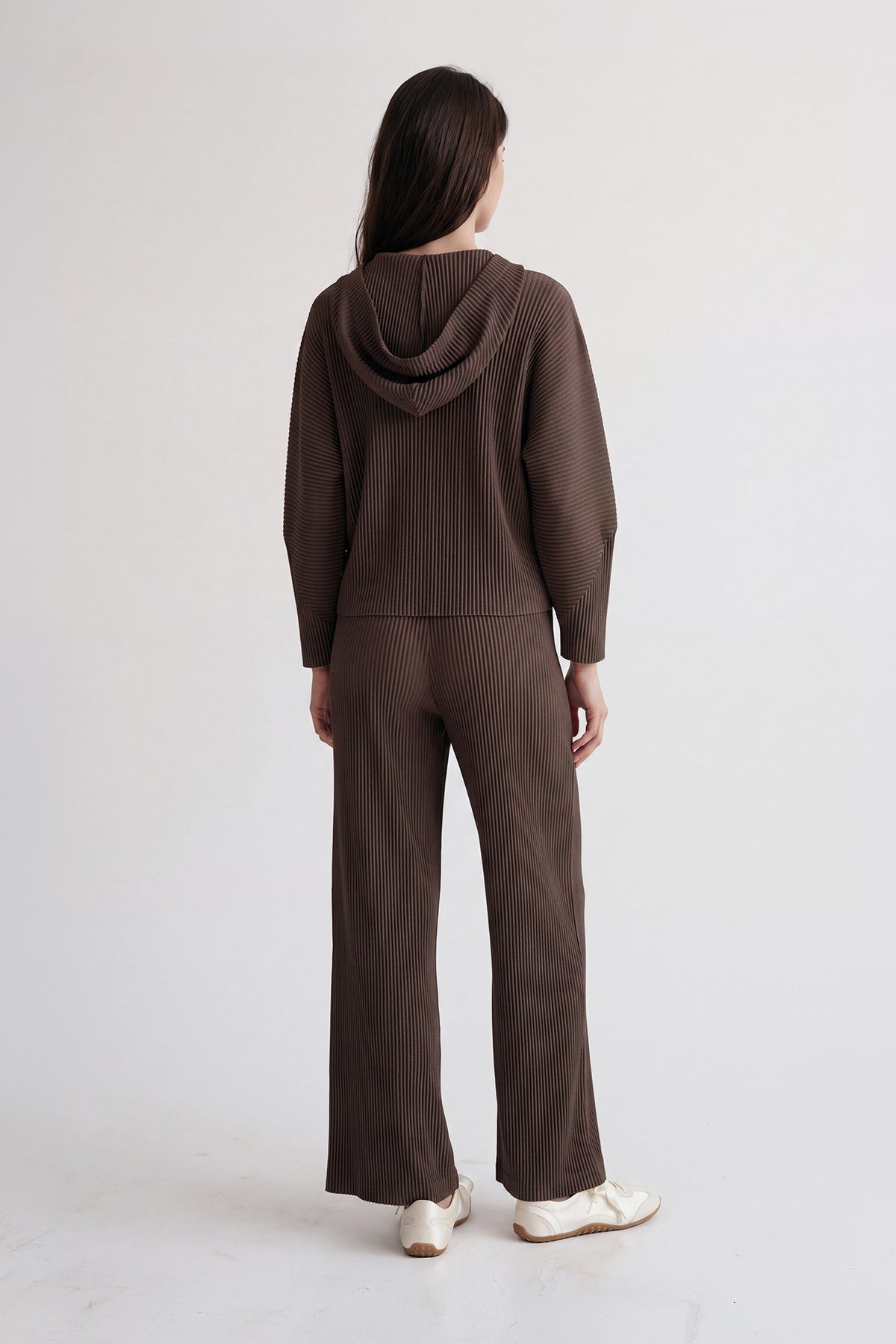 Vivian Double Knit Plissé Straight Pant - Chocolate