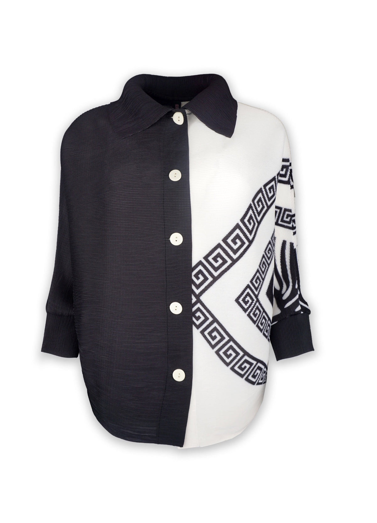 Charlyn Graphic Animal Crystal Pleats Shirt