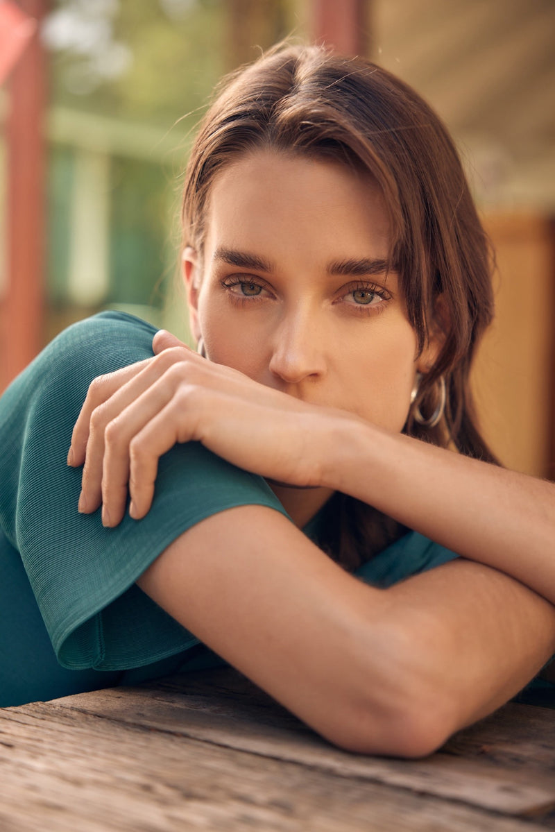 Valentina Crystal Pleats Top